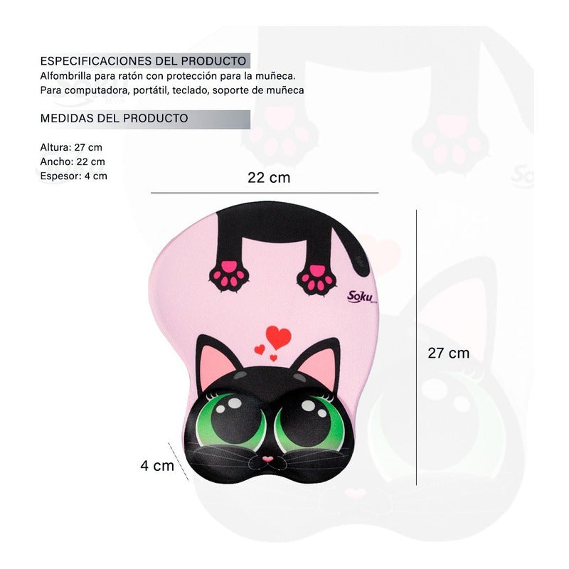 Tapete Raton Gato Perro Anime Pad 3d Gel Ortopedico Grande