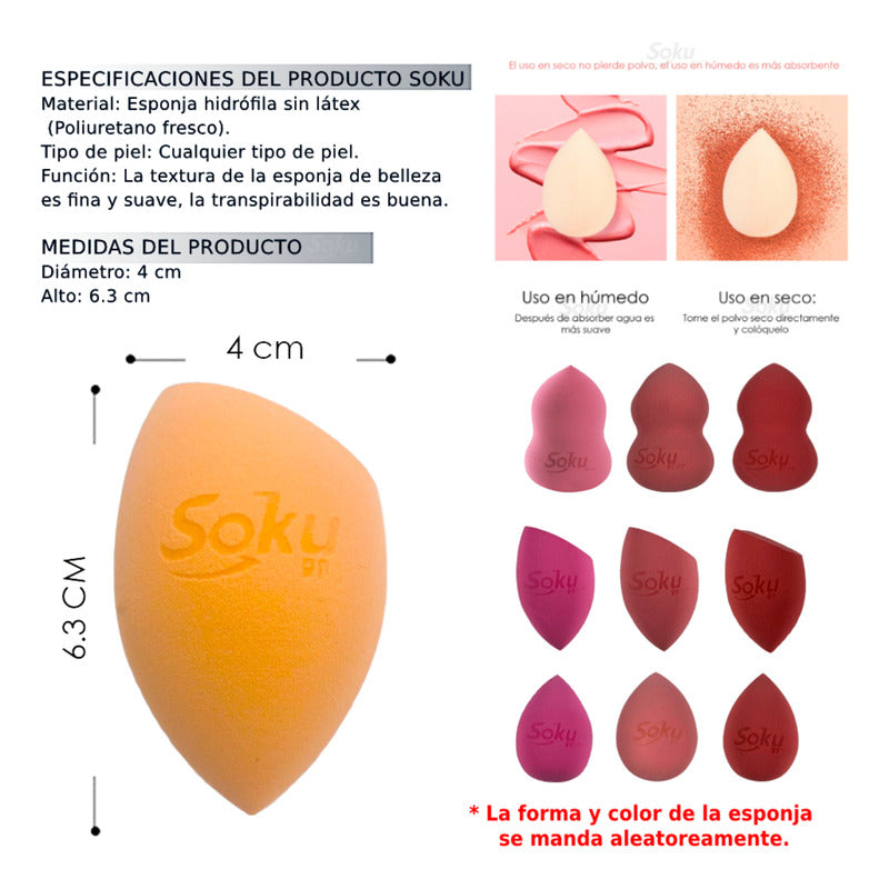 Soku Esponja Maquillaje Humedo Seco Foam Estuche Viaje