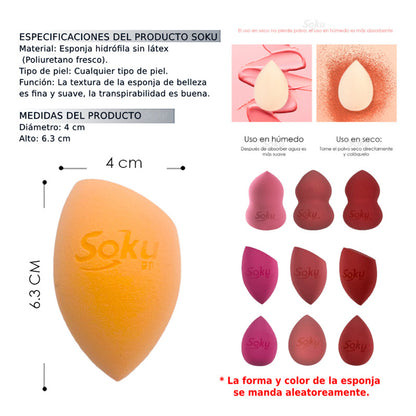 Soku Esponja Maquillaje Humedo Seco Foam Estuche Viaje
