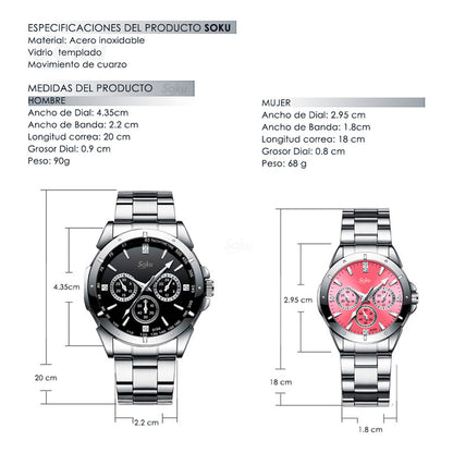 Duo Reloj Pareja Acero Inoxidable Contra Agua Lg8342
