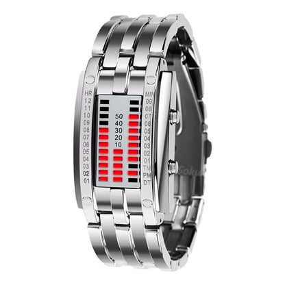2 Relojes Pareja Duo Led Binario Acero Inoxidable Cotra Agua