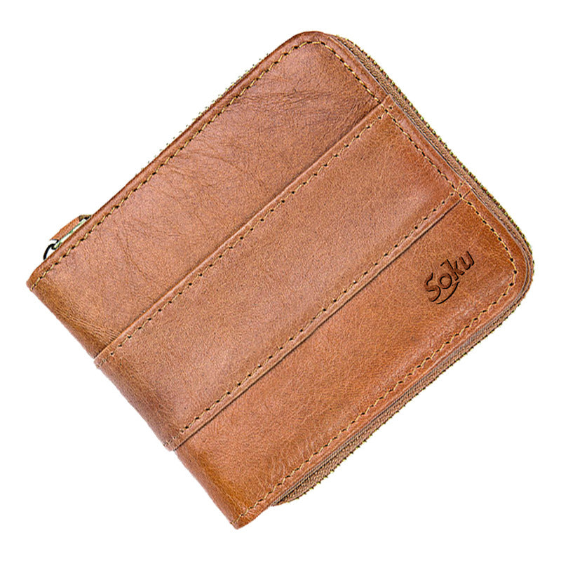 Soku Cartera Bloqueo Rfid Cierre Dura Piel Genuina Premium