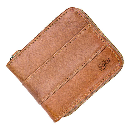 Soku Cartera Bloqueo Rfid Cierre Dura Piel Genuina Premium