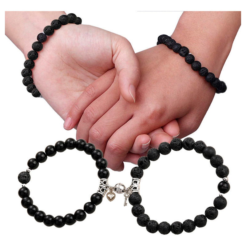 Pulseras Duo Pareja Piedra Iman  Amor Llave Candado