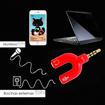 Mini Adaptador Divisor Audio Microfono Bocinas Calidad Rd