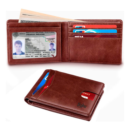Cartera Billetera Slim Protección Rfid Piel Genuina Soku