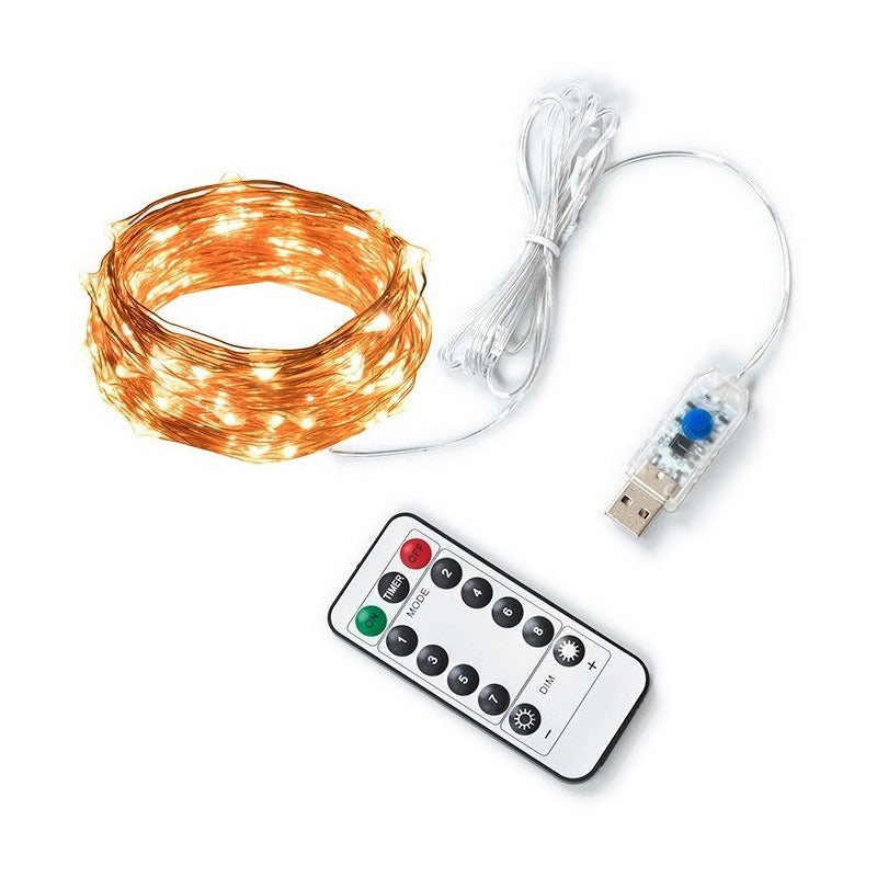 Tira Luces Decorativas Multicolor Usb 100 Led 10m Control