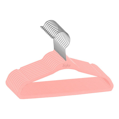 Set 10 Ganchos Acero Terciopelo Organizador Closet Durable