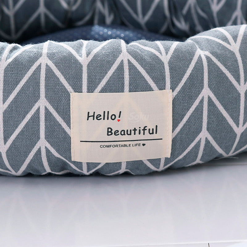 Cama Nido Perro Gato Firme Extra Suave Cojin Extraible Lino