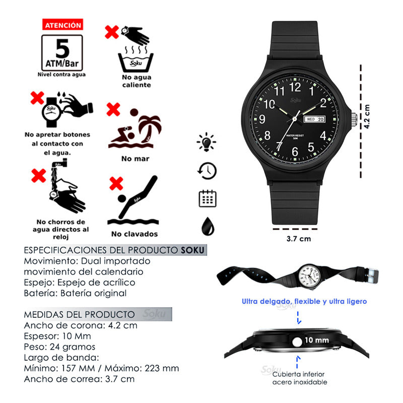 Reloj Digital Elegante Ultra Ligero Comodo Impermeable