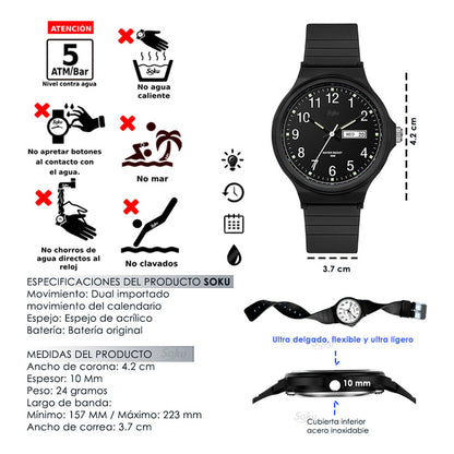 Reloj Digital Elegante Ultra Ligero Comodo Impermeable