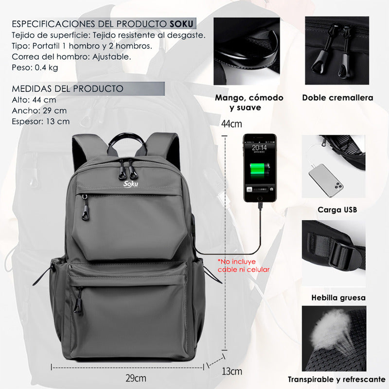 Soku Mochila Ligera Moda Escolar Japonesa Para iPad 14in