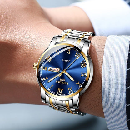 Reloj Hombre Acero Inoxidable Fluorecente Fechador Lujo Bs