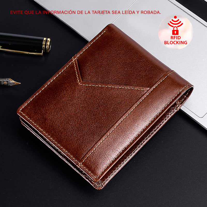 Soku Cartera Ejecutiva Antirrobo Rfi Piel Genuina Premium