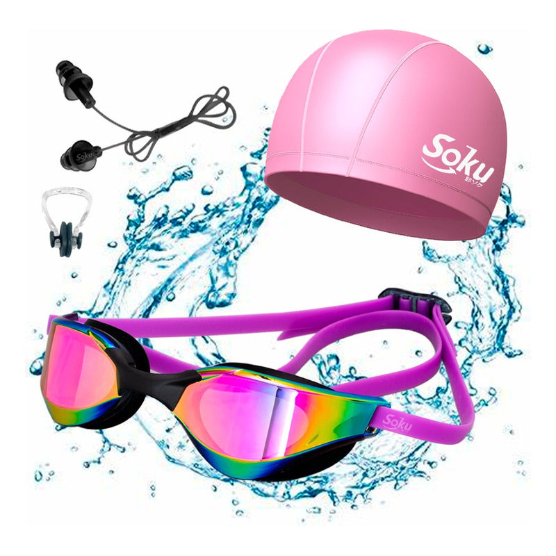 Kit Natación Profesional Gafas Polarizado Gorra Mujer Hombre