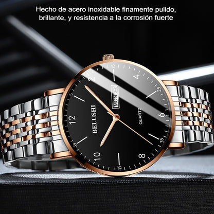 Reloj Hombre Inoxidable Fluorecente Resistente Agua 3 Bar Bs