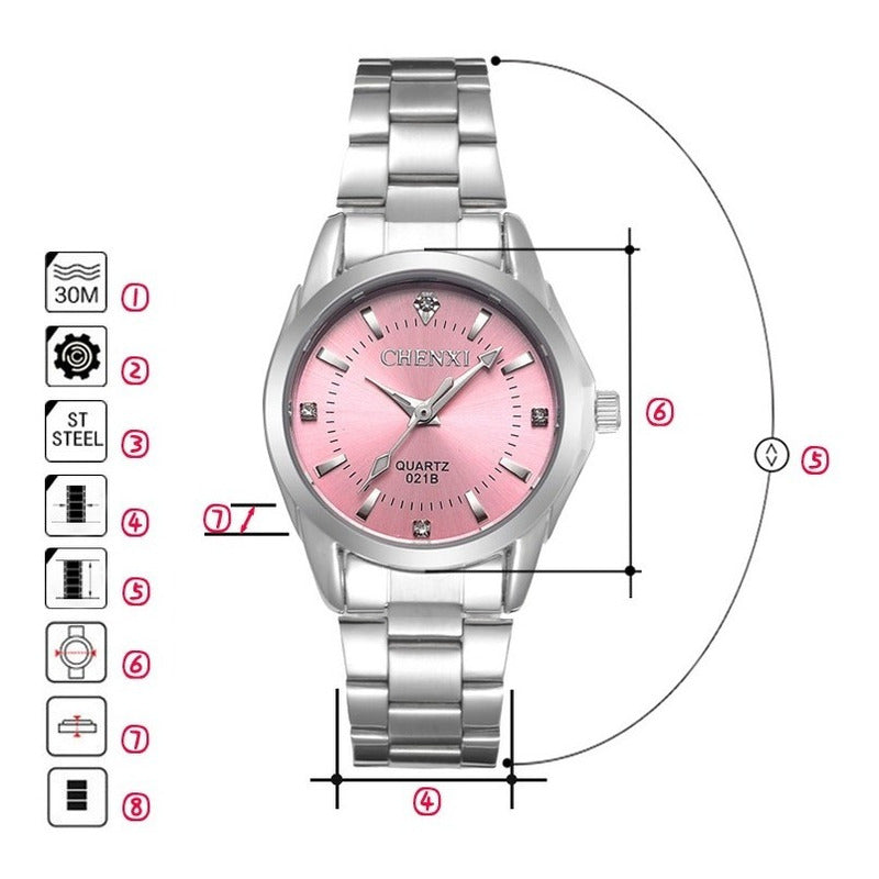 Nuevo Reloj Acero Platinum Contra Agua Inoxidable Cx