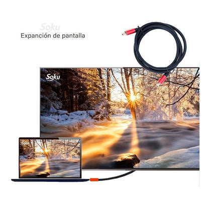 Soku Cable Hdmi Para Xbox Ps4 Pc Uso Rudo Aluminio 4k 3m