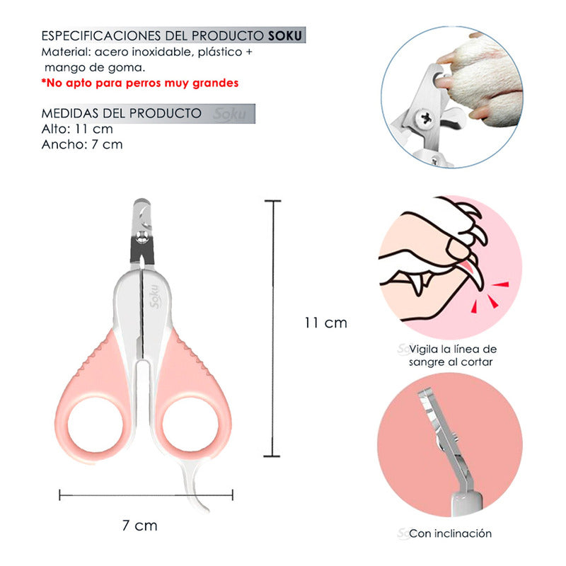 Soku Corta Uñas Gatos Perro Mascotas Corte Fino Seguro