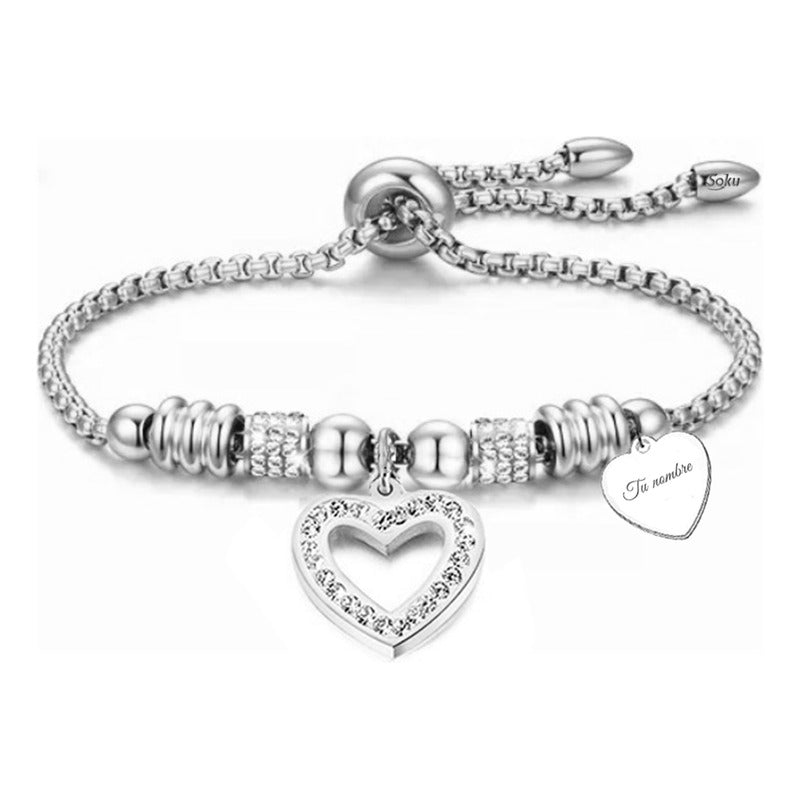 Soku Pulsera Personalizada Inoxidable Zirconias Corazon