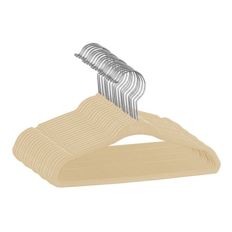 Set 20 Ganchos Acero Terciopelo Organizador Closet Durable