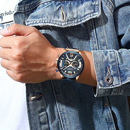 Reloj Cuero Lujo Cronometro Original Calendario Taquímetro C