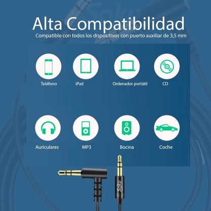 Cable Auxiliar 3.5mm Macho A Macho Auto Estéreo 3 Polos 24k