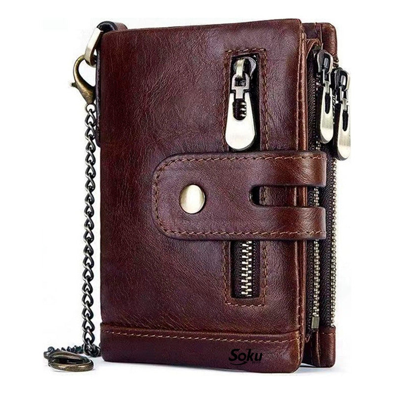 Cartera Billetera Hombre/mujer Piel Genuina Bloqueo Rfid