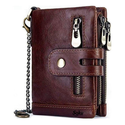 Cartera Billetera Hombre/mujer Piel Genuina Bloqueo Rfid
