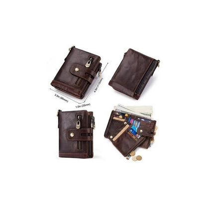 Cartera Billetera Hombre/mujer Piel Genuina Bloqueo Rfid