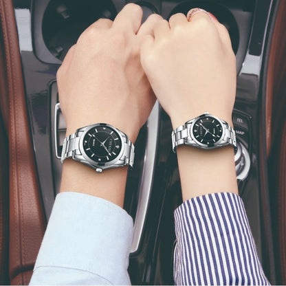 Duo Reloj Pareja Acero Inoxidable Contra Agua Estuche Cx