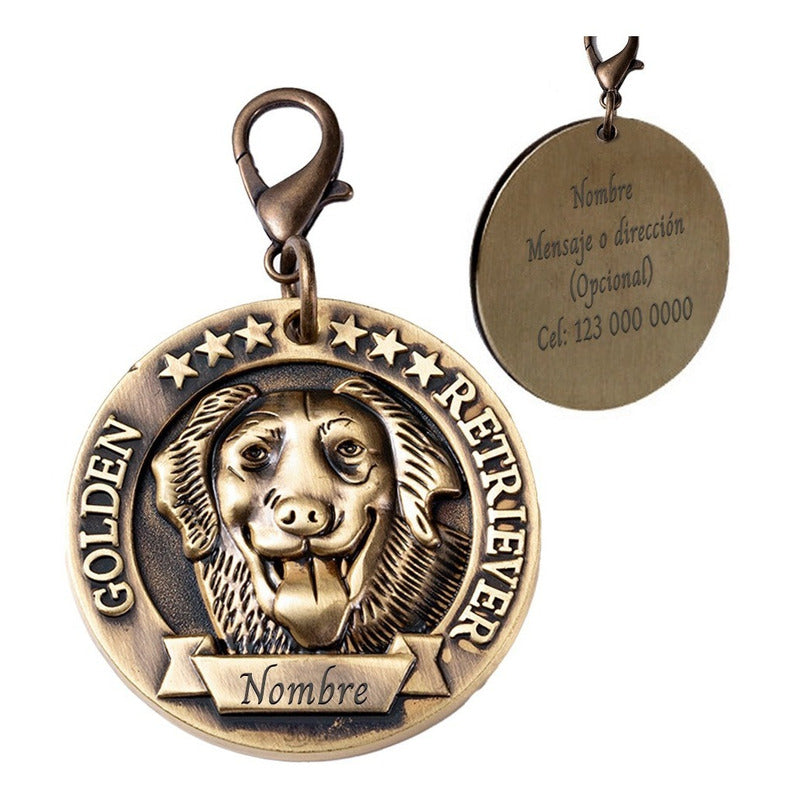 Placa Perro Personalizada Inoxidable  Razas Medalla Grande