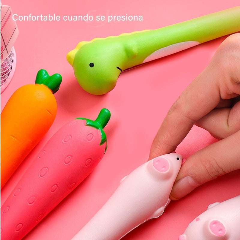 5 Plumas Kawaii Niños Lapicero Antiestres Apachurrable Lote