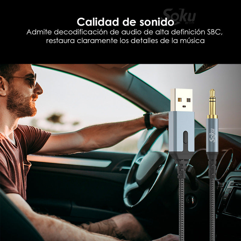 Transmisor Bluetooth A Cable Auxiliar 3.5mm Usb Hifi Mic Pro