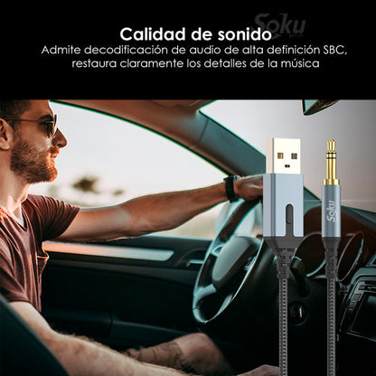 Transmisor Bluetooth A Cable Auxiliar 3.5mm Usb Hifi Mic Pro