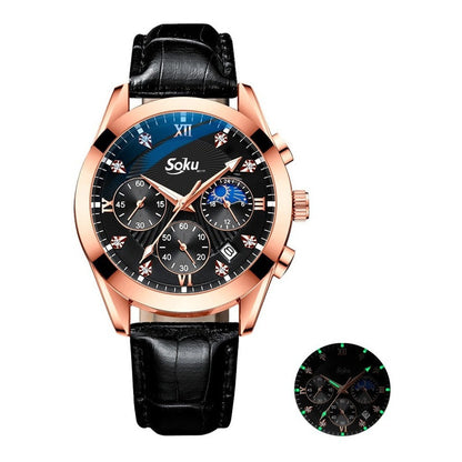 Reloj Cuero Cronometro Real Fechador Original Impermeable
