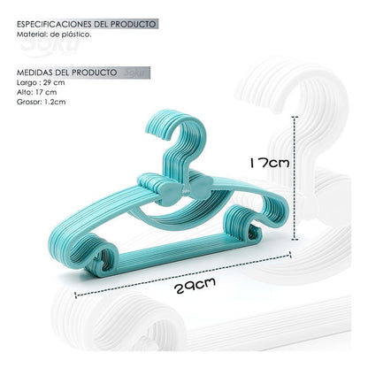 10 Ganchos Ropa Moda Niños Bebes Perchera Durable