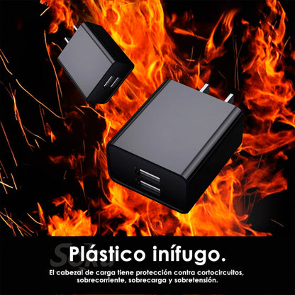 Cubo Cargador De Pared 2 Puertos Usb 5v 2a Certificado