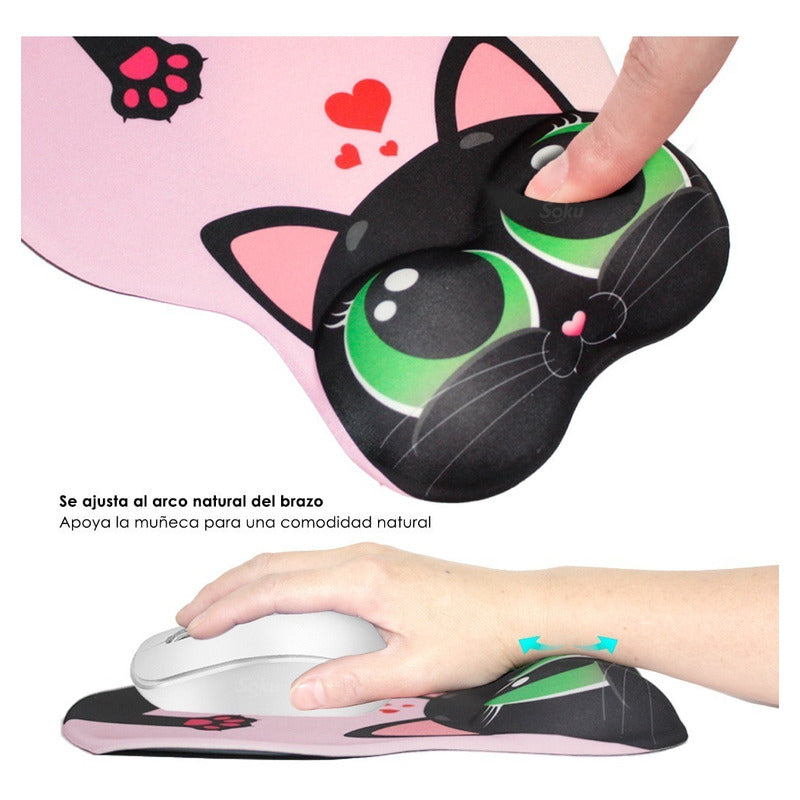 Tapete Raton Gato Perro Anime Pad 3d Gel Ortopedico Grande