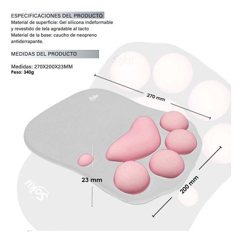 Tapete Raton Huella 3d Gato Antideslizante Gel Ortopedico