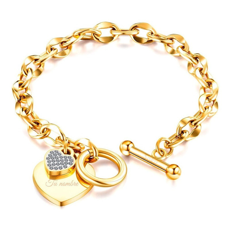 Pulsera Personalizada Grabado Corazon Acero Titanio Forever