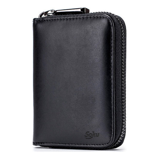Soku Cartera Rfdi Monedero Cierre Reforzado Piel Genuina
