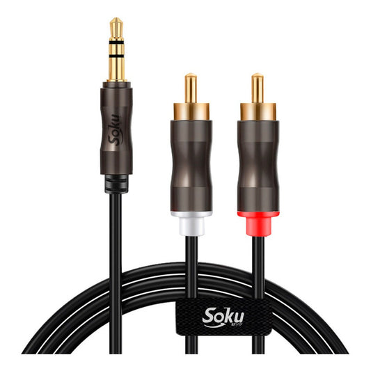 Cable Audio Auxiliar Plug Jack 3.5 Mm Macho A 2 Rca 2 M Pro