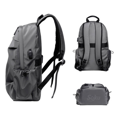 Soku Mochila Premium Contra Agua Laptop 14 Amplia Viaje