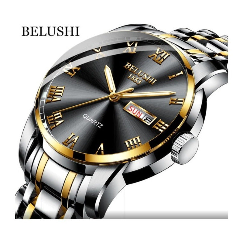 Reloj Hombre Acero Inoxidable Fluorecente Fechador Lujo Bs
