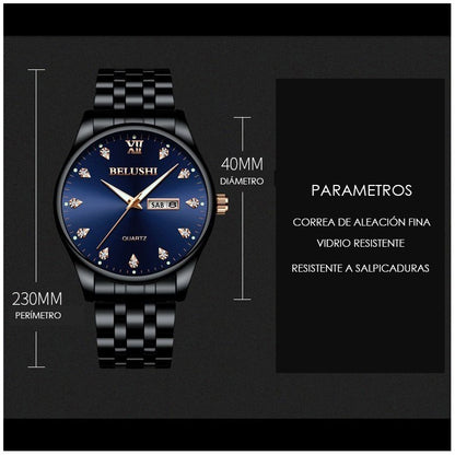 Reloj Acero Inoxidable Brillantes Fechador Contra Agua Bs