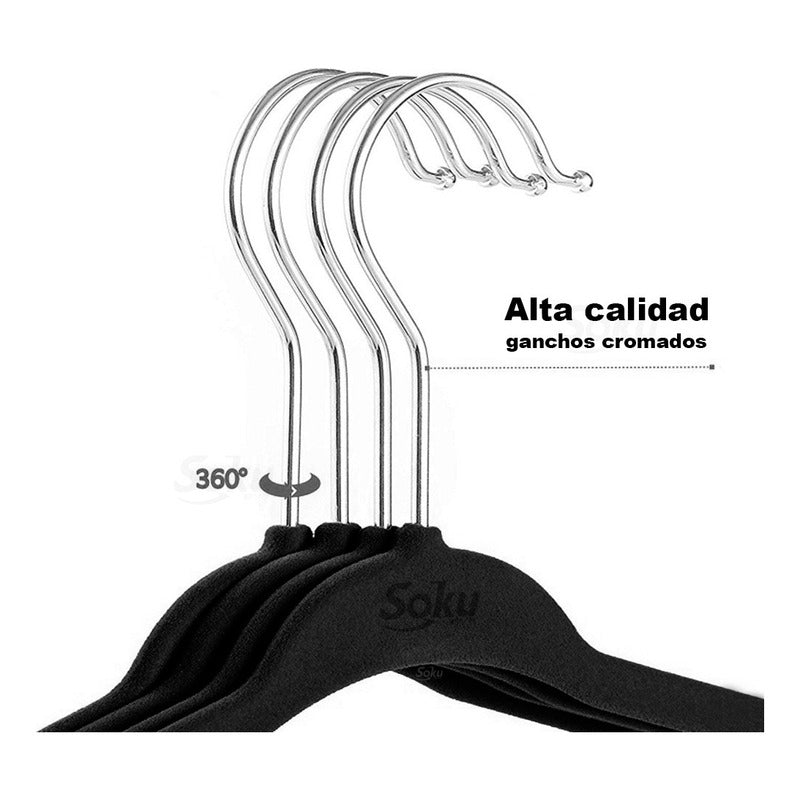 Set 20 Ganchos Acero Terciopelo Organizador Closet Durable