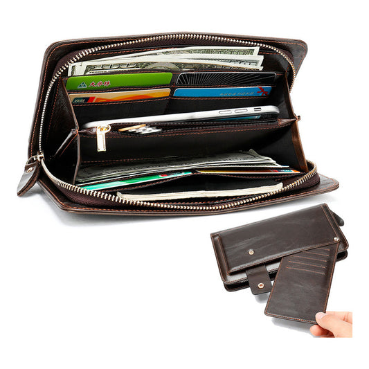 Soku Cartera Porta Celular Larga Vaquero Moda Piel Genuina