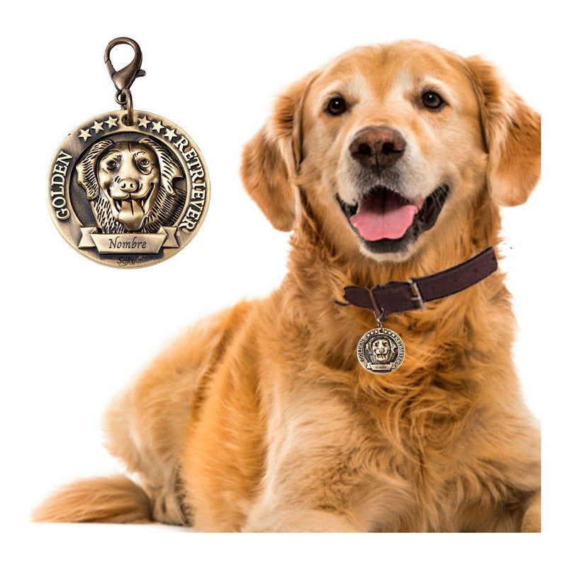 Placa Perro Personalizada Inoxidable  Razas Medalla Grande