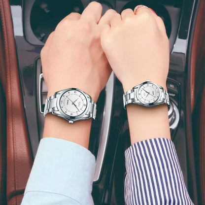 Duo Reloj Pareja Acero Inoxidable Contra Agua Estuche Cx